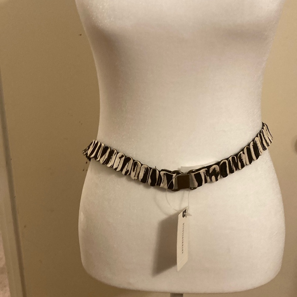 NWT Anthropologie Stretch Black and White Print Belt 2X